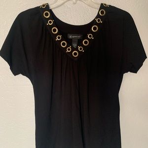 INC, petite small, black with gold accents